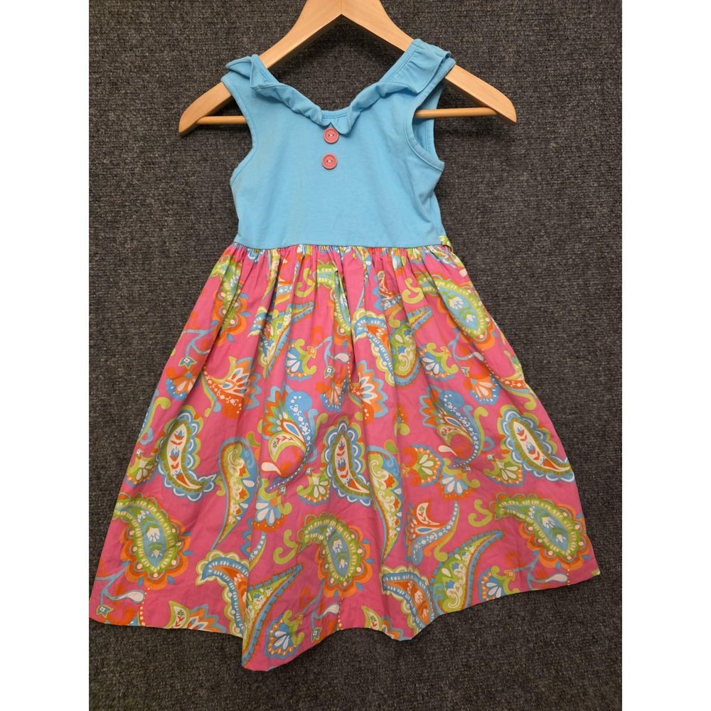 Eleanor Rose Dress Girls 7-8 Pink Paisley Sleeveless Sundress Pockets Summer